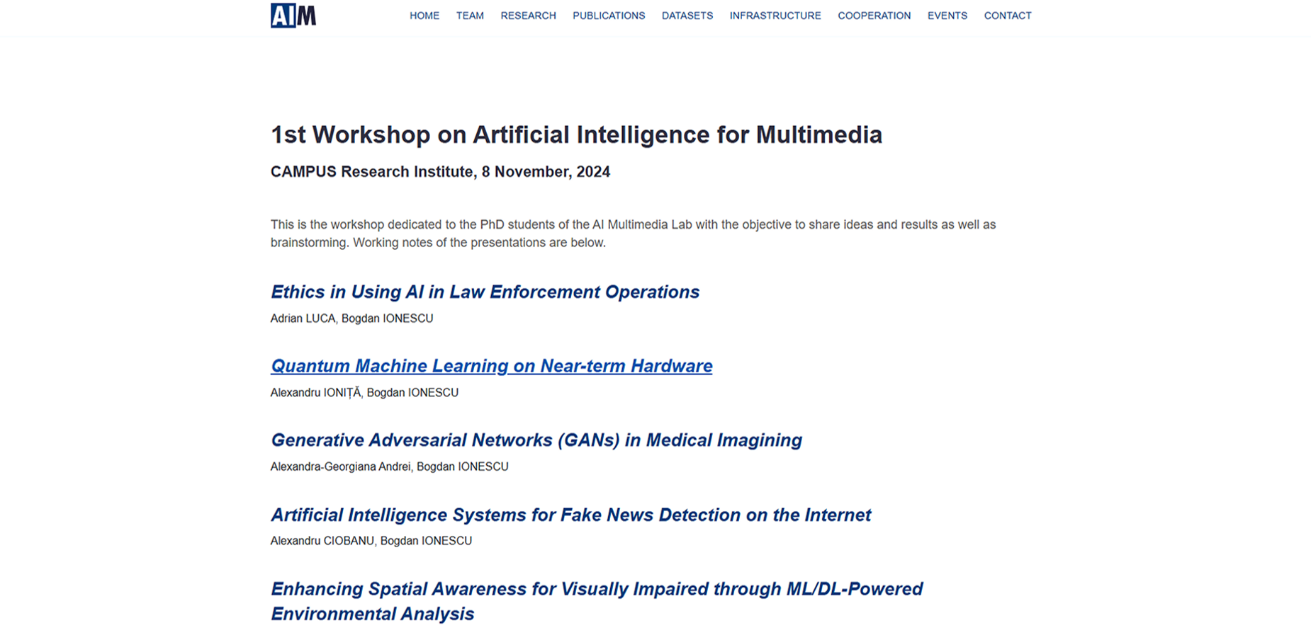 AI4MM Workshop 2024 - First Workshop on Artificial Intelligence for Multimedia